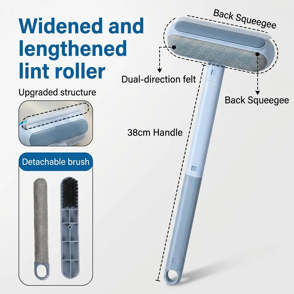 Pet Hair Remover Roller Brush with Long Handle, Effective Dog & Cat Fur Removal Tool for Furniture, Carpets – Convenient, Effortless Cleaning for Quick Cleanup
