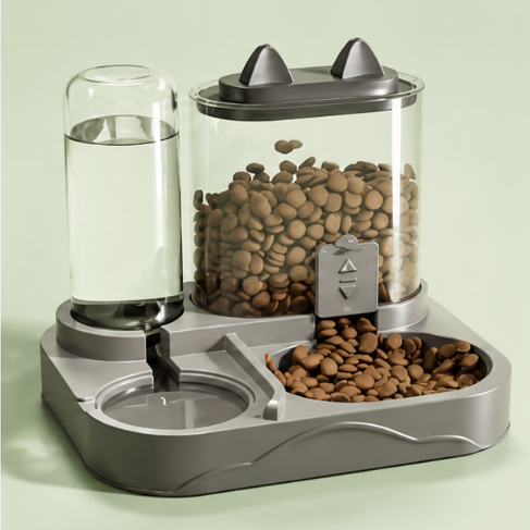 Pawtreva - Automatic Pet Feeder Dry Wet Separation, 2-In-1 Large Capacity Water & Food Dispenser